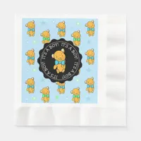 Blue and Green Teddy Bear Boy's Baby Shower Napkins