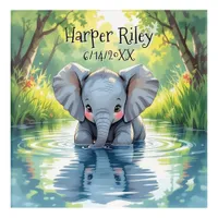 Adorable Baby Elephant and Reflection Personalized Acrylic Print