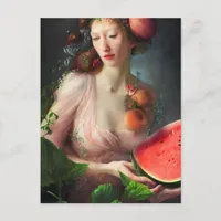 Goddess With Watermelon and Peaches Postcard