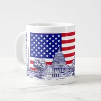 USA America Flag Monument Illustration Souvenir Giant Coffee Mug