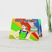 Happy Birthday for Him or Her, Pop Art Retro Lady Card