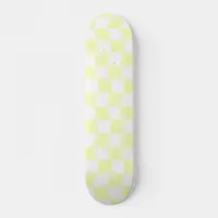 Pastel Yellow White Geometric Checker Pattern Skateboard