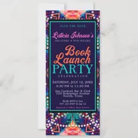 Diamond Pearls Aqua Blue Boho Vibe Book Launch Invitation