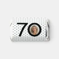 Hello 70 Black & White Dots Photo & Name Birthday Hershey's Miniatures