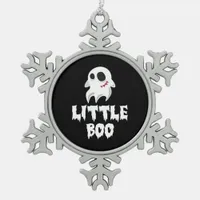 Little Boo In Halloween Cool Graphic Snowflake Pewter Christmas Ornament
