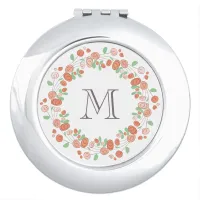 coral roses wreath monogram mirror for makeup