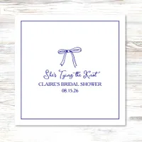 "Tying the Knot" Cute Navy Blue Bow Bridal Shower Napkins