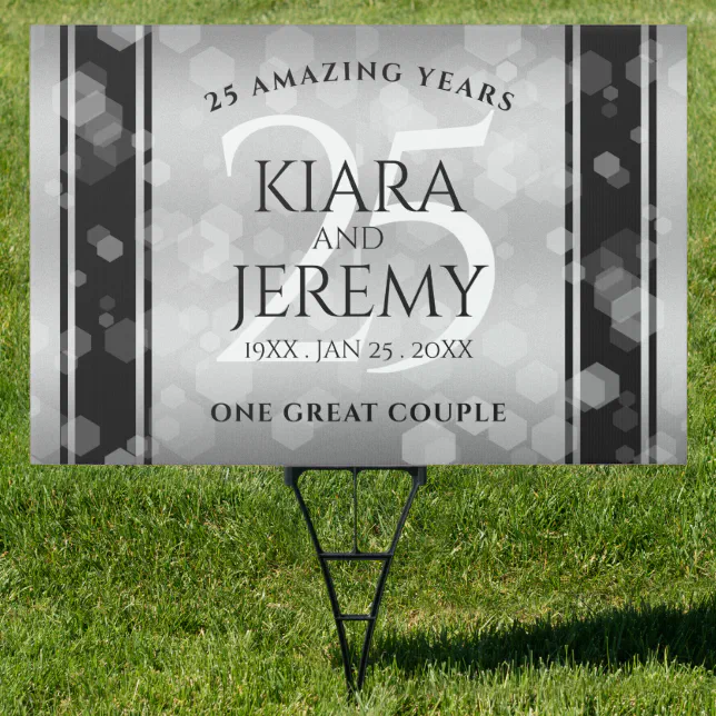 Elegant 25th Silver Wedding Anniversary Sign