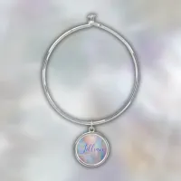 Monogram Name in Blue on Mother Of Pearl | Bangle Bracelet