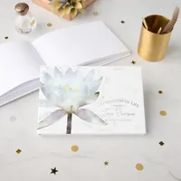 White Water Lily Celebration of Life Funeral Foil Guest Book