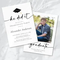 Graduation Party He Did It Photo Invitation