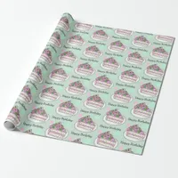 Pretty Happy Birthday | Birthday Cake Flowers Wrapping Paper