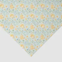 Cute Yellow Chicks and Flowers Pattern Tissue Paper