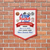 All Star Teacher Appreciation Week School Name Pennant