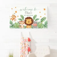 Wild Animals Jungle Animals Tropical Boy Birthday Banner