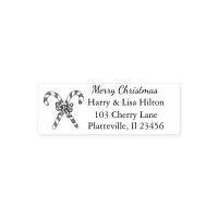 Cute Candy Canes Festive Return Address Label Self-inking Stamp