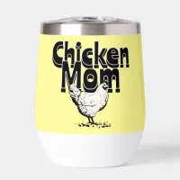 Black and White Vintage Chicken Mom Personalized Thermal Wine Tumbler