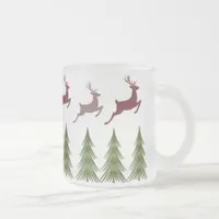 Frosted Reindeer and Pine Tree Christmas Mug