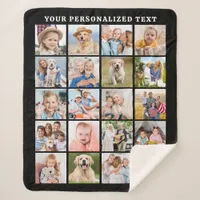 Modern Photo Collage Customized Family 20 Picture Sherpa Blanket