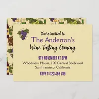 Vintage Patterned Wine Tasting Party Invitation