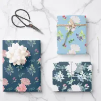 Floral Set of 3  Wrapping Paper Sheets