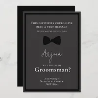 Classic All Black Tuxedo Funny Groomsman Invitation