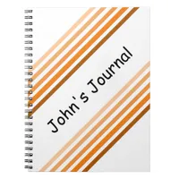 Notebook - Orange Diagonal Stripes and Name