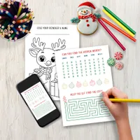 Christmas Coloring Activity Page for Kids Holiday Card