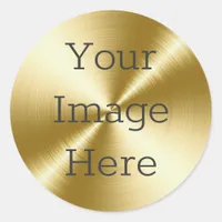 Create Your Own Radial Brushed 14K Gold Metallic Classic Round Sticker