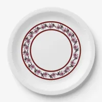 Paper Plate - Plum Blossom Circle and Maroon Lines