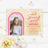 Six Groovy Retro Daisy Photo Birthday Invitation –