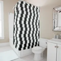 Checkered  Pattern Black & White Optical Illusion Shower Curtain