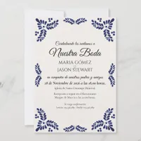 Talavera Black Floral Minimalist Spanish Wedding Invitation
