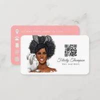 African American Hairdresser QR Code Business Card