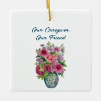 Majestic Blooms White Vase Caregiver Ornament