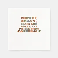 Turkey Rolls Casserole, Thanksgiving Retro Funny F Napkins