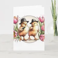 Adorable Vintage Easter Gangster Chicks Holiday Card