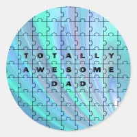 Totally Awesome Dad Puzzle Blue Classic Round Sticker