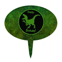 Green Dinosaur Hide Happy Birthday!  Cake Topper