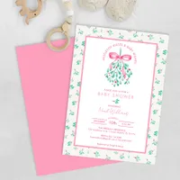 Mistletoe Kisses Pink Baby Shower for Girl Invitation