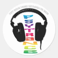 headphone-psytrance classic round sticker