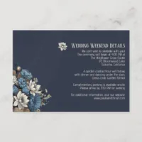 Elegant Navy Blue Wildflower Wedding Detail Enclosure Card