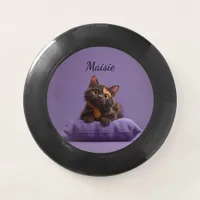 Cartoon Tortoiseshell Kitten on Purple Cushion Wham-O Frisbee