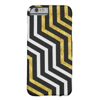 Chevron Zig Zag Black White Gold Stripes iPhone Barely There iPhone 6 Case