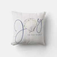 Nautical Christmas Joy Seashell Holiday Throw Pillow