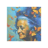 Elderly Woman With Butterflies Gallery Wrap