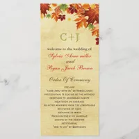 Fall Leaves Rustic Wedding Program