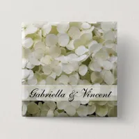 White Hydrangea Wedding Pinback Button