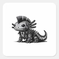 Whimsigoth Cyborg Axolotl Vintage Art Design Class Square Sticker