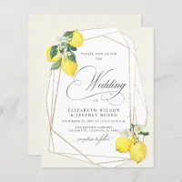 Budget Lemon Citrus Summer Wedding Invitation